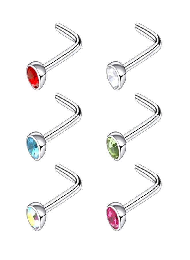 BLISI Nose Rings Titanium 18G Nose Piercings Screw for Women Nose Rings L-Shaped Nose Studs Set for Women Men Nostril Piercing Jewelry - Image 1